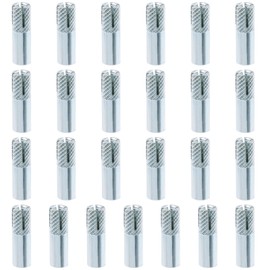 Swpeet 25Pcs 1/4 Inch Premium Zinc Plated Carbon Steel Concrete Knurled Drop in Anchors Assortment Kit, Expansion Screws Internal Forced Expansion Bolts for Solid Concrete