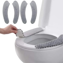 2Pairs Warm Toilet Seat Cover Mat Plush Thick Toilet Seat Padded Non Slip Soft Cushion Washable Bathroom Warmer Static Cling Toilet Cover Non Adhesive for Toilet,Grey