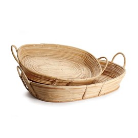 Napa Home & Garden Cane Rattan Trays with Handles, Set of 2 Natural