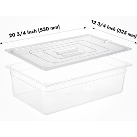 CURTA 6 Pack NSF Commercial Food Pan Cover, Full Size Clear Polycarbonate Notched Lid with Handle for Commercial Food Pan, Dishwasher & Freezer Safe Plastic Clear