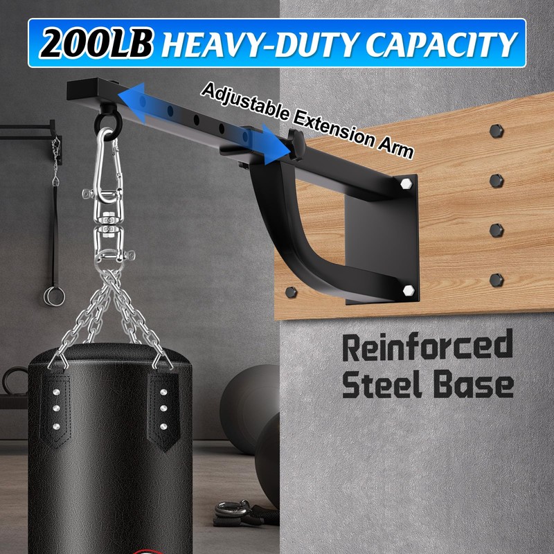 Punching Bag Hanger, Heavy Bag Wall Mount, Adjustable, 200LB Capacity