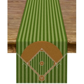 Sunwer Baseball Court Table Runner Boy Baseball Themed Birthday Party Supply Baby Shower Home Kitchen Dining Room Decoration 72Inches Long