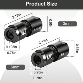 Angle Grinder to Die Grinder Adapter, 5/8"-11 Thread, 1/4" & 1/8" Collet Chucks, 2-Pack for Rotary Burrs, Wood Carving & Metal Polishing