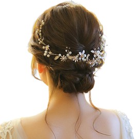 JASDESIGN JM-284 Headdress Wedding Hair Accessories, Gold Leaf Hair Ornament, Flowers, Bridal, Weddings, Receptions, Twig Headband, metal
