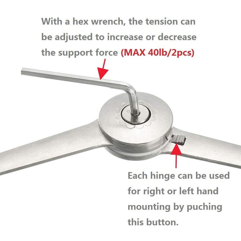 Jeylly Slow Close Lid Support Hinges, Adjustable Lid Stay for