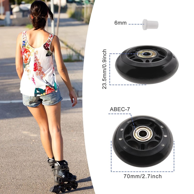 ECSiNG 8pcs 70mm 82A Skating Wheels with ABEC-7 608ZZ Bearing