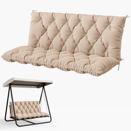 Snubbull Porch Swing Cushion with Backrest 2-3 Seater Outdoor Bench Cushions Waterproof & Fade Resistant Thickened 5 Inch Swing Replacement Cushion Ties for Patio, Garden & Backyard（60''×40''×5''）