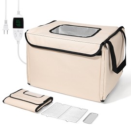 LIFVCNT Bread Proofer & Dough Proofing Box – Foldable Sourdough Fermentation Box with Adjustable Temperature (68–131℉), 0–99H Timer, Metal Rack & Water Tray – Ideal for Yogurt, Pizza, Bread Baking