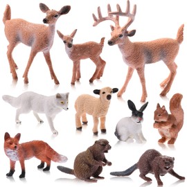 10 Figuras de Animales de Bosque en Miniatura Juguetes Educativos Familiares Pequeños de Ardilla Castor Conejo Ciervo Toppers de Tartas para Regalo de Graduación Suministros de Fiesta de Cumpleaños