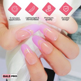 GALSPRO Long Press on Nails - Set of 24 Fake Nails with Designs in 12 Different Sizes for Perfect Fit, Cute False Nails Kit for Women with 0.07oz Nail Glue, A Double Sided Nail File & Cuticle Stick