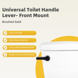 iFealClear 2 Pack Brass Universal Toilet Tank Flush Lever Replacement, Front Mount Handle Toilet Tank Trip Lever with 2 Pieces Stainless Steel Flapper Chains, Easy Install, Matte Black