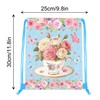 12 Pcs Tea Party Drawstring Bag Set, Colorful Floral Non-Woven