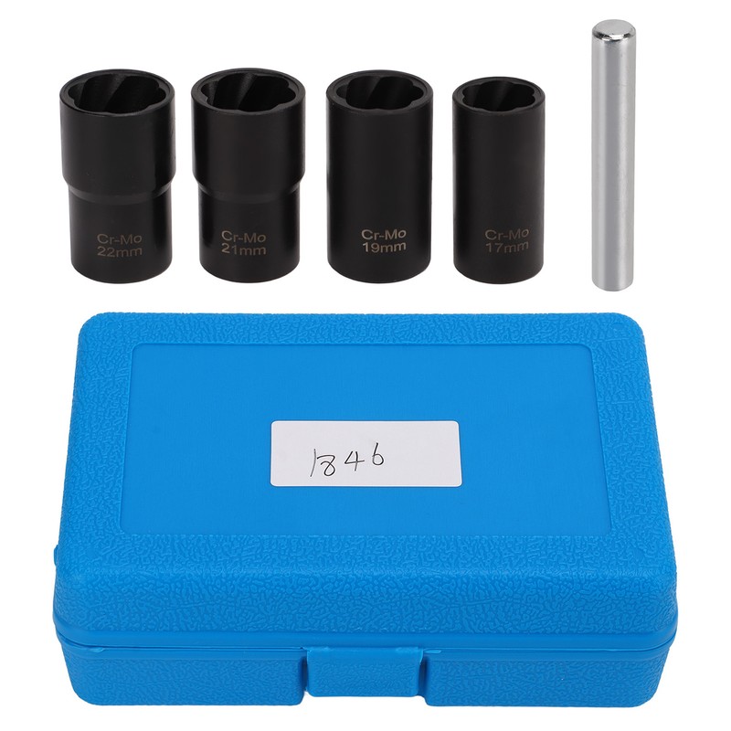 5pcs Lug Nut Extractor Tool 1/2in Drive Metric 17 19
