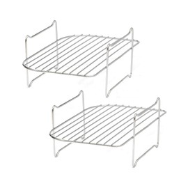 2 Stainless Steel 304 Reversible Multi Layer Racks compatible with the Instant Vortex Plus Dual Basket