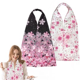 VOPHIA 2 Pack Adult Bib Dining Scarf for Women Microsuede Washable Reusable Food Clothing Protectors Dining Mouth Towel Scarf (sakura)