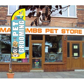 Pet Grooming Feather Flag Pole Kit,Business Advertising For Pet Care Store Include 8 ft Banner Flags and 12 ft Flag Pole Kit,Heavy Duty Ground Stake and Portable Travel Bag