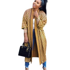 Fall Clothes for Women Cardigan Sweaters - Strips Floral Print Long Cardigan L