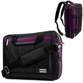 Vangoddy El Prado 3-in-1 13" 14 inch Laptop Messenger Bag Backpack (Pink Black)