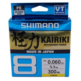 SHIMANO Kairiki 8, 300 m, yellow, 0.230 mm/22.5 kg, 8-fold braided fishing line, 59WPLA68R37