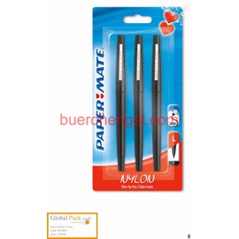 Paper Mate Flair Nylon Black Blister x3