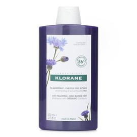 Champú Klorane anti amarilleo con Centaury para cabello rubio, blanco, plateado, pastel con pigmentos azules naturales, Deluxe Size - 13.5 fl.oz.