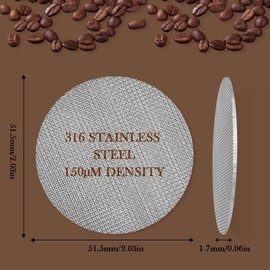 HOTUT Puck Screen 51.5 mm, Espresso Strainer for Portafilter, 1.7 mm Thickness 150 μm Coffee Puck Screen, 316L Stainless Steel, Reusable Puck Strainer, Espresso Filter, Portafilter Accessories for