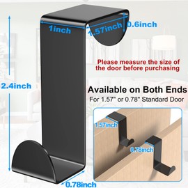 Shexkent Over Door Hanger 6 Pack Stainless Steel - Coat Hooks - Over Door Hook Ideal for Bedroom, Bathroom, Kitchen, Wardrobe, Black