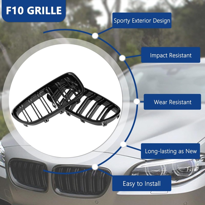 DEKEWEI F10 Grille,Front Kidney Grille Grill Compatible With 2010-2017 5