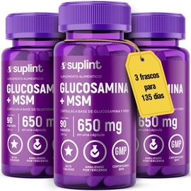 Suplemento de Sulfato de Glucosamina 800 MG con MSM | Complejo para Alivio del Dolor Articular | Soporte de Cartílago para Mujeres y Hombres | Fabricado en Holanda | 90 Cápsulas (3)