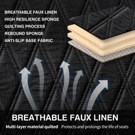 Leader Accessories Universal Black Faux Linen Rear Car Seat Cover Size S - Bench Seats Protector for Most Vehicles Cars Truck SUV - Bottom Auto Seat Cushion Pad Mat with Anti Slip Back