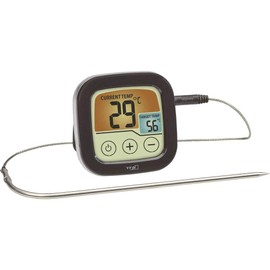 TFA Dostmann Digitales Grill- und Bratenthermometer, 14.1509.01, BBQ Thermometer, zum Grillen & im Backofen, mit farbigem Touchdisplay, Kunststoff, schwarz, (L) 72 x (B) 25 (49) x (H) 72 mm