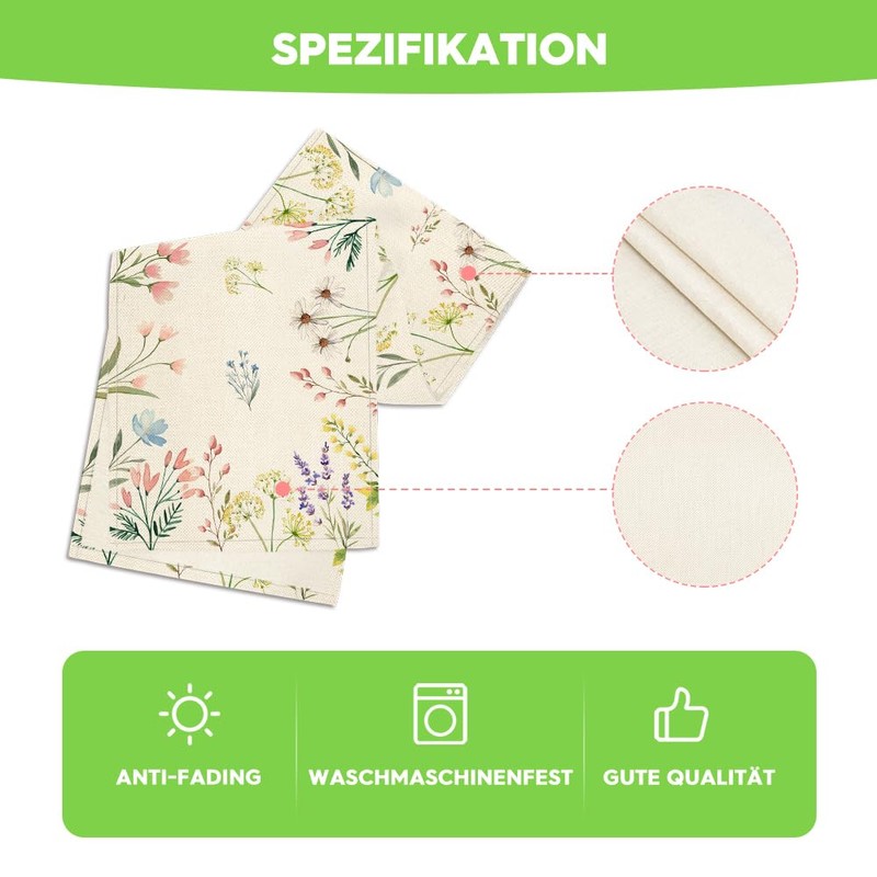 Artoid Mode Floral Leaves Spring Table Runner, Seasonal Flowers Summer