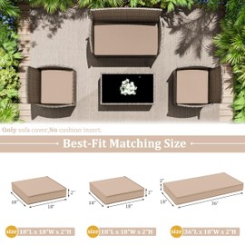 3 Pack Outdoor Patio Furniture Cushion Replacement Covers, Waterproof Loveseat Cushion Covers - 36×18×2,18×18×2, for 4-Seater Wicker Rattan Patio Conversation Set Loveseat Couch Furniture, Cover Only