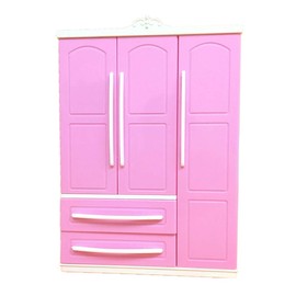 Three-Door Modern Wardrobe for Play Set for Barbi Furniture Space for Shoes Clothing Accessories with Dressing Safety Eyes Eyeballs Filling for Cuddly Toys Crochet Photo Booth 3