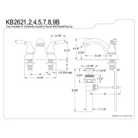 Kingston Brass KB2629B Naples 4-Inch Centerset Lavatory Faucet Brass Pop-Up, Brushed Nickel and Polished Brass