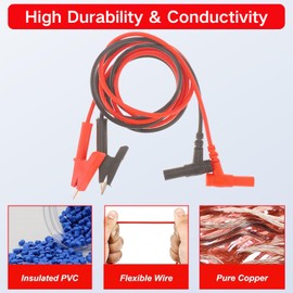 4PCS Banana Plug to Alligator Clip Lead Cable, 3.3ft / 1m Multimeter Test Leads, 1000V 15A Soft Silicone Electronic Test Lead for Multimeter Electrical Testing