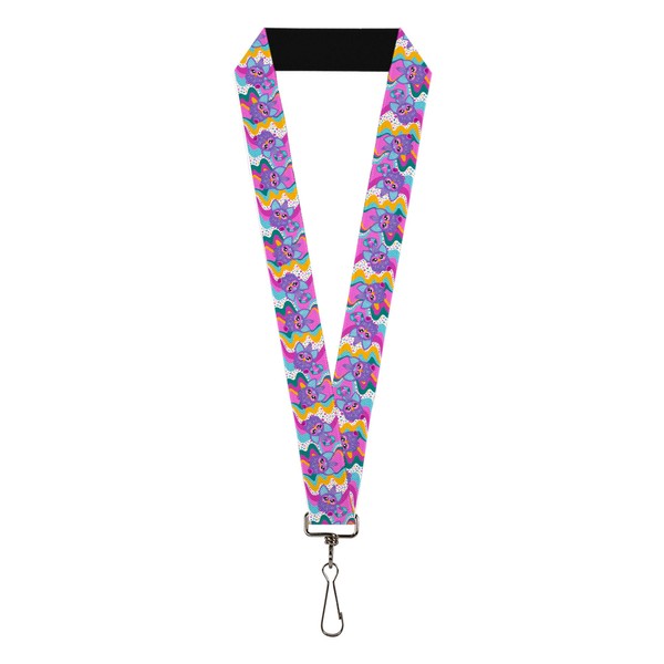 Furby Lanyard, Furby Purple Dancing Pose Collage Multi Color, Elastic,