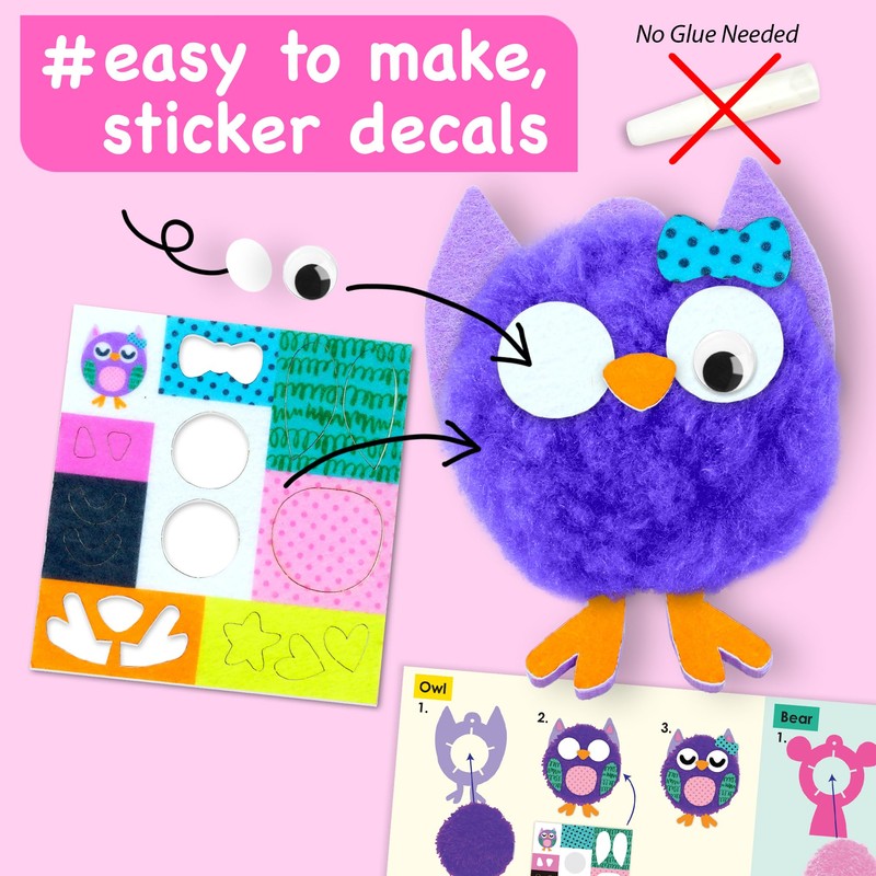 EZCRA Kids Crafts Ages 4-8 – 10 Plush Pom Pom