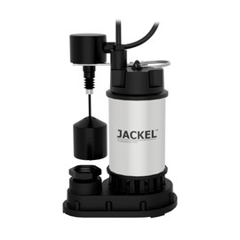 JACKEL Stainless Steel/Cast Iron Submersible Sump Pump, 1/2HP, 120V, Vertical Float Switch