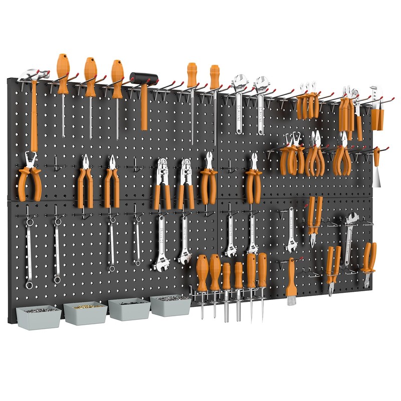 WALMANN Metal Pegboard Kit with Accessories for Wall, Garage Tools