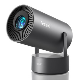 Tecaki Portable Outdoor Projector with Battery, Mini Projector with WiFi and Bluetooth, 1080P Supported, Auto Keystone, Electric Focus, 180° Rotatable, Suitable for Camping, Family Gatherings, Party