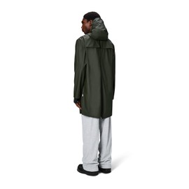 RAINS Long Jacket - Green Waterproof Windproof Lightweight Breathable Raincoat for Men and Women - Breathable, Lightweight, Durable, Adjustable Hood - 2 Year Warranty