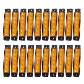 Meerkatt (Pack of 20) 3.8 Inch Amber 6 LED Indicators Side Marker Lights Clearance Lamp Pickup Bus Truck Trailer Turn Signal Tail Rear 24v DC TK24