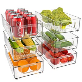 Juego de 6 Organizadores para Refrigerador, Apilables y Transparentes, Contenedores de Almacenamiento para Cocina, Nevera, Despensa, Material PET...  
