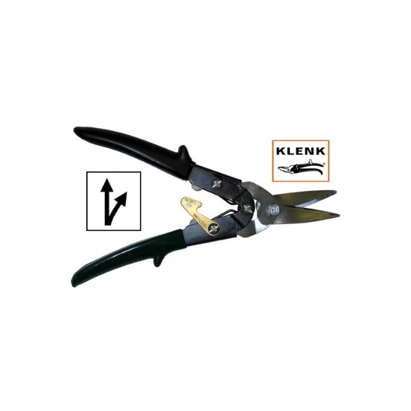Klenk MA74530 Serrationless Snips, Cuts 1¼" Right and Straight, Green/Black PVC Grips, Parallel Handles