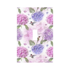 VunKo 1 Gang Toggle Decorative Bird Hydrangea Flowers Wall Plate - One single Gang Light Switch Plastic Decora Plate Cover with Screws