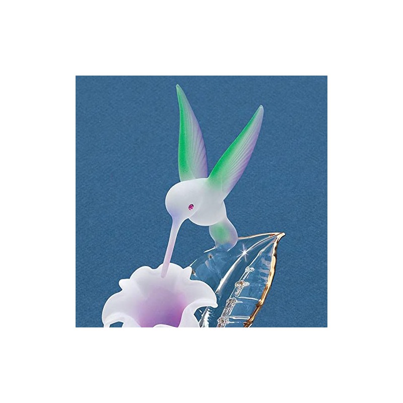 Glass Baron ~ Hummingbird with White and Lavender Flower