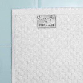 COTTON CRAFT- Euro Spa Set of 2 Luxury Waffle Weave Bath Sheets, Oversized Pure Ringspun Cotton, 35 inch x 70 inch, White