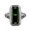 HengSun 925 Sterling Silver Ring with Simulation Emerald Openwork Arabesque
