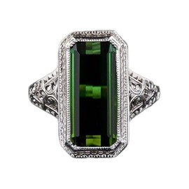 HengSun 925 Sterling Silver Ring with Simulation Emerald Openwork Arabesque Promise Rings for her Cubic Zirconia Emerald Wedding Ring Engagement Ring Birthday Gift (6)